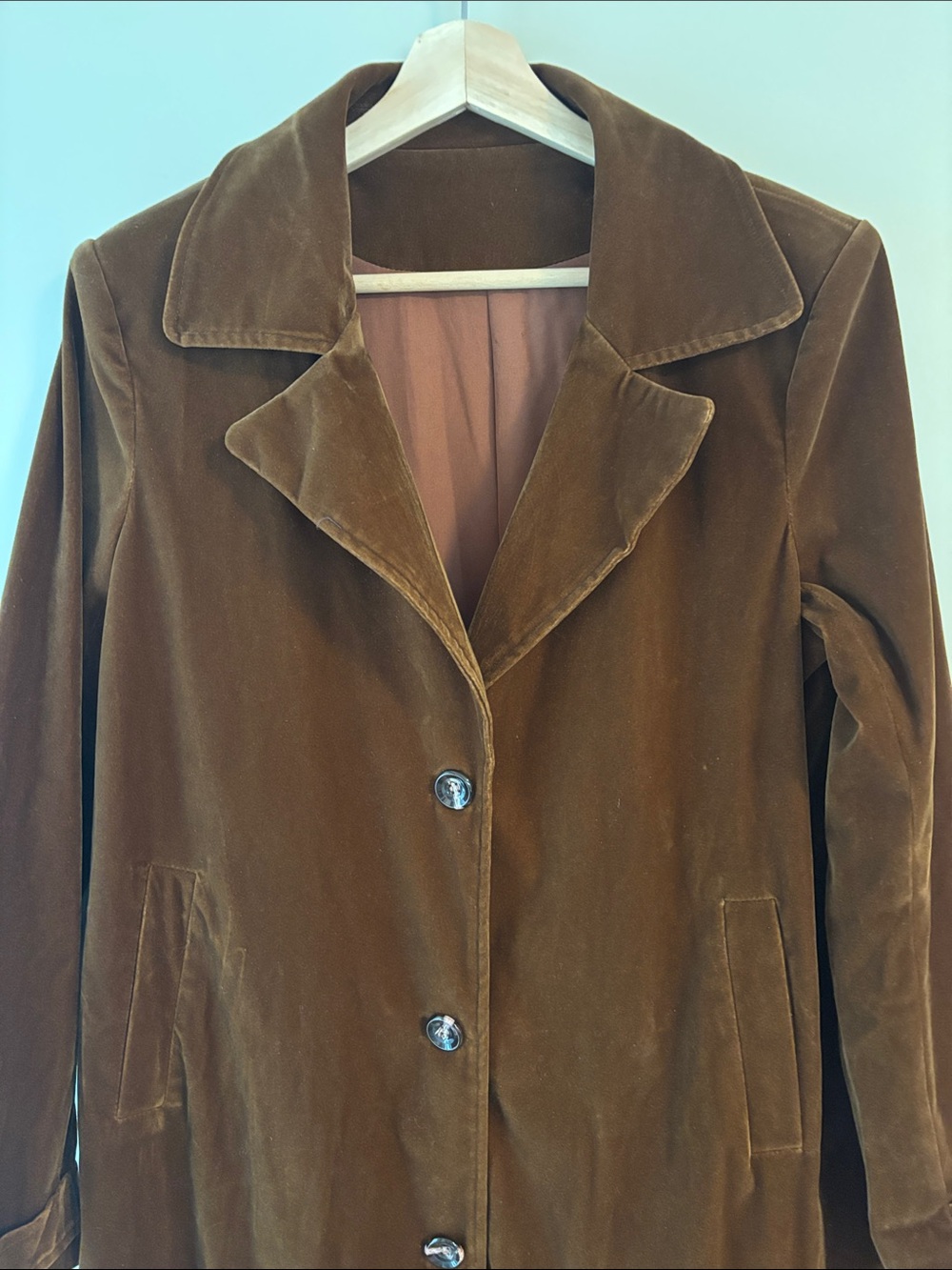 Brown Velvet Long Coat - Picture 2 of 7